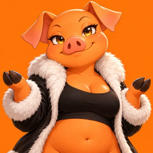 The PigDeal logo: the orange pig in his fur-trimmed jacket, hooves up.